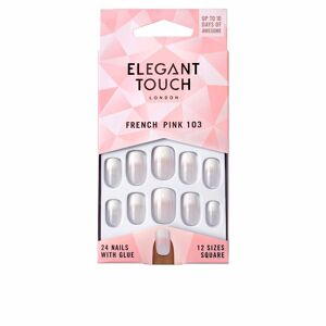 Elegant Touch French pink nails with glue square #103-M