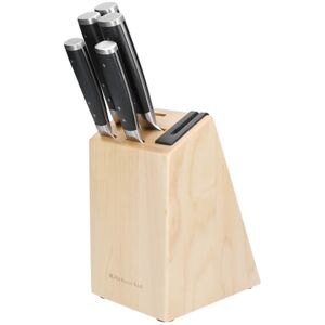 KitchenAid Gourmet 5 Piece Knife Set with Sharpener & Birchwood Block