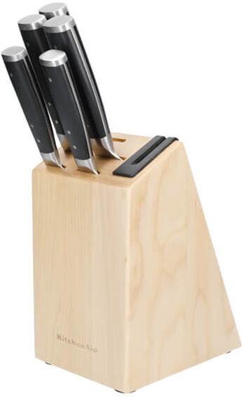KitchenAid Gourmet 5 Piece Knife Set with Sharpener & Birchwood Block