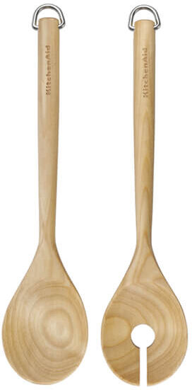 KitchenAid Birchwood Salad Servers, Fork and Spoon