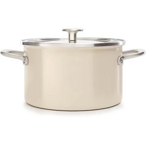 KitchenAid Steel Core Enamel Almond Cream 24cm Casserole with Lid