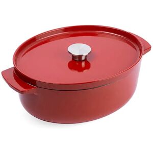 KitchenAid Cast Iron Empire Red Non-Stick 30cm Oval Casserole Dish with Lid