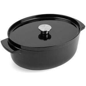 KitchenAid Cast Iron Onyx Black Non-Stick 30cm Oval Casserole Dish with Lid