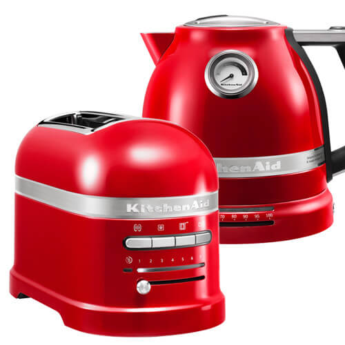 KitchenAid Artisan Empire Red 2 Slot Toaster and Kettle Set