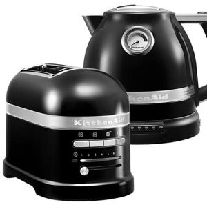 KitchenAid Artisan Onyx Black 2 Slot Toaster and Kettle Set