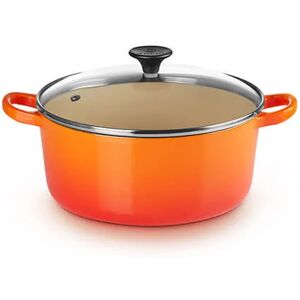 Le Creuset Volcanic Cast Iron 22cm Round Casserole with Glass Lid