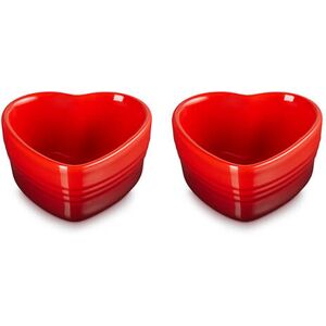 Le Creuset Cerise Stoneware Set of 2 Heart Ramekins