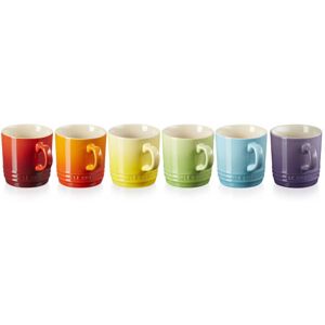 Le Creuset Stoneware Set of 6 Rainbow Cappuccino Mugs