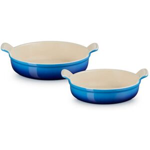 Le Creuset Azure Blue Stoneware Heritage Set of 2 Deep Round Dishes