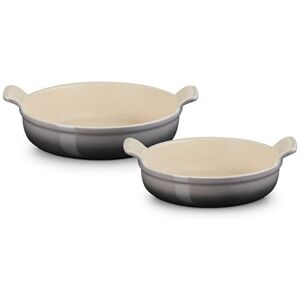 Le Creuset Flint Stoneware Heritage Set of 2 Deep Round Dishes