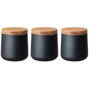 Denby Set Of 3 Black Storage Canisters