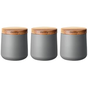 Denby Set Of 3 Grey Storage Canisters