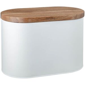 Denby White Bread Bin With Acacia Lid