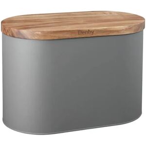 Denby Grey Bread Bin With Acacia Lid