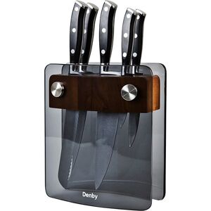 Denby 5 Piece Knife Block Set Smoked Glass