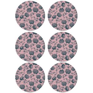 Denby Set Of 6 Rose Engraved Floral Round Placemats