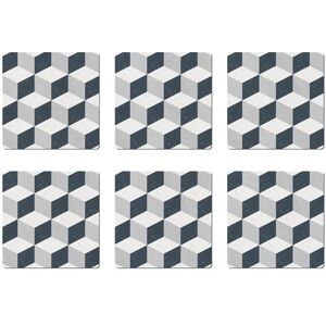 Denby Grey Geometric Square Set Of 6 Placemats