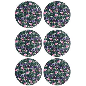 Denby Set Of 6 Dark Floral Round Placemats