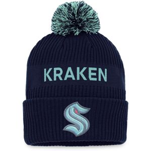 Men's Fanatics Branded Deep Sea Blue/Light Blue Seattle Kraken 2022 NHL Draft Authentic Pro Cuffed Knit Hat with Pom - Male - Navy