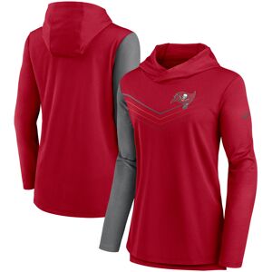 Women's Nike Red/Heathered Charcoal Tampa Bay Buccaneers Chevron Hoodie Performance Long Sleeve T-Shirt - Female - Red