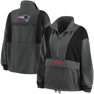 Women's WEAR by Erin Andrews Charcoal New England Patriots Popover Packable Half-Zip Jacket - Female - Charcoal