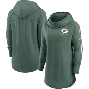 Women's Nike Heather Green Green Bay Packers Minimal Statement Lightweight Raglan Funnel Neck Pullover Hoodie - Female - Heather Green