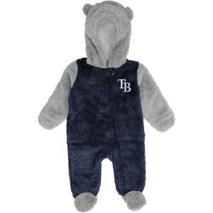 Newborn and Infant Navy/Gray Tampa Bay Rays Game Nap Teddy Fleece Bunting Full-Zip Sleeper - Male - Navy