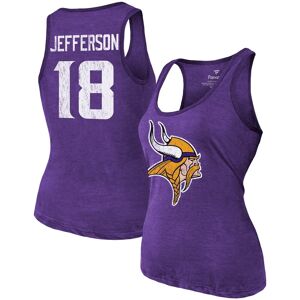 Women's Majestic Threads Justin Jefferson Heathered Purple Minnesota Vikings Name & Number Tri-Blend Tank Top - Female - Purple