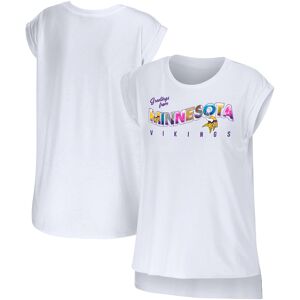 Women's WEAR by Erin Andrews White Minnesota Vikings Greetings From Muscle T-Shirt - Female - White