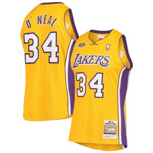Men's Mitchell & Ness Shaquille O'Neal Gold Los Angeles Lakers 2000 NBA Finals Hardwood Classics Authentic Jersey - Male - Gold