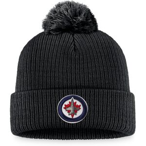 Men's Fanatics Branded Black Winnipeg Jets Core Primary Logo Cuffed Knit Hat with Pom - Male - Black