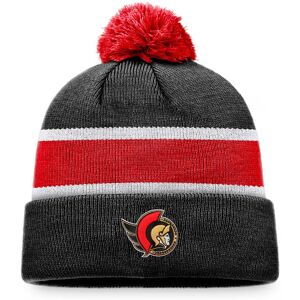 Men's Fanatics Branded Black/Red Ottawa Senators Breakaway Cuffed Knit Hat with Pom - Male - Black