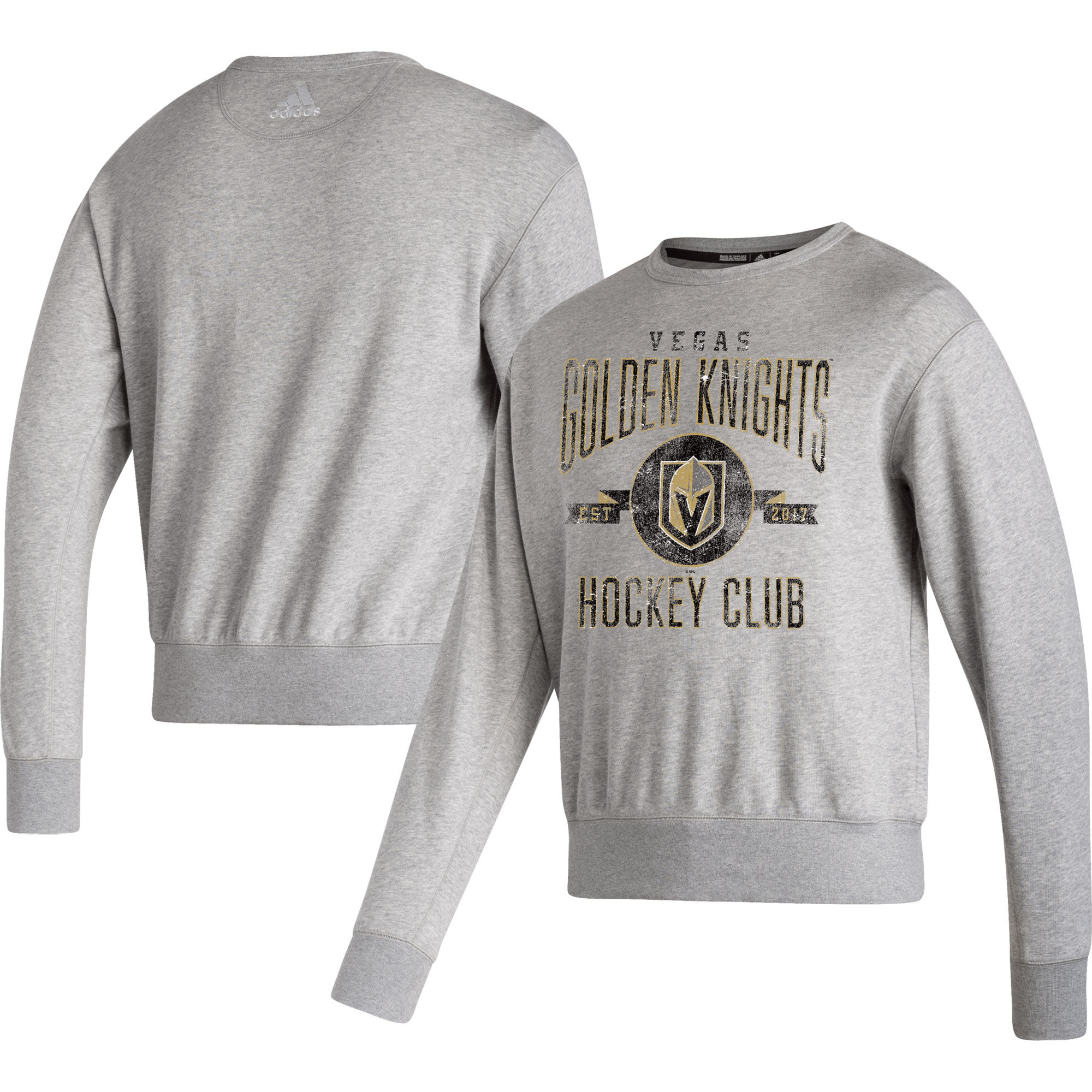 Men's adidas Heathered Gray Vegas Golden Knights Vintage Pullover Sweatshirt - Male - Heather Gray