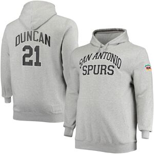 Men's Mitchell & Ness Tim Duncan Heathered Gray San Antonio Spurs Big & Tall Name & Number Pullover Hoodie - Male - Heather Gray