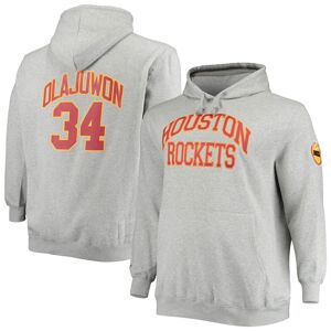 Men's Mitchell & Ness Hakeem Olajuwon Heathered Gray Houston Rockets Big & Tall Name & Number Pullover Hoodie - Male - Heather Gray