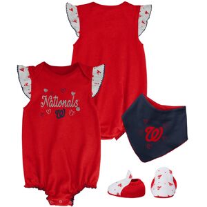 Girls Newborn & Infant Red Washington Nationals 3-Piece Home Plate Bodysuit Bib & Booties Set - Female - Red