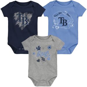 Infant Navy/Light Blue/Heathered Gray Tampa Bay Rays Batter Up 3-Pack Bodysuit Set - Male - Navy