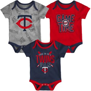 Newborn & Infant Minnesota Twins Navy/Red/Heathered Gray Game Time Three-Piece Bodysuit Set - Male - Navy