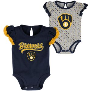 Newborn & Infant Navy/Heathered Gray Milwaukee Brewers Scream & Shout Two-Pack Bodysuit Set - Male - Navy