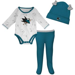 Newborn & Infant White/Teal San Jose Sharks Dream Team Hat Pants & Bodysuit Set - Male - White