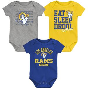 Newborn & Infant Royal/Gold/Heathered Gray Los Angeles Rams Three-Piece Eat Sleep Drool Bodysuit Set - Male - Royal