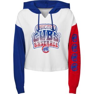 Girls Youth White Chicago Cubs Color Run Cropped Hooded Sweatshirt - Female - White