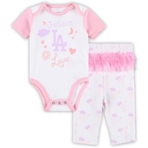 Newborn & Infant White/Pink Los Angeles Dodgers Spreading Love Bodysuit & Tutu with Leggings Set - Female - White