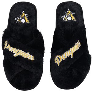 Women's FOCO Pittsburgh Penguins Script Cross Slide Slippers - Female - Black