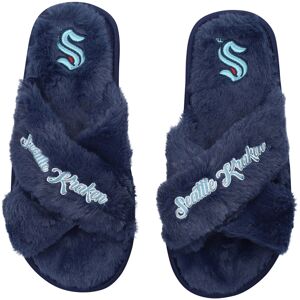 Women's FOCO Seattle Kraken Script Cross Slide Slippers - Female - Blue