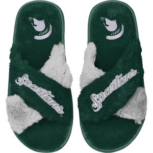 Women's FOCO Green Michigan State Spartans Two-Tone Crossover Faux Fur Slide Slippers - Female - Green