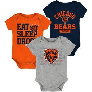 Newborn & Infant Navy/Orange Chicago Bears Eat Sleep Drool Football Three-Piece Bodysuit Set - Male - Navy