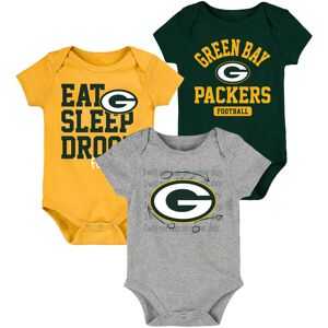 Newborn & Infant Green/Gold Green Bay Packers Eat Sleep Drool Football Three-Piece Bodysuit Set - Male - Green