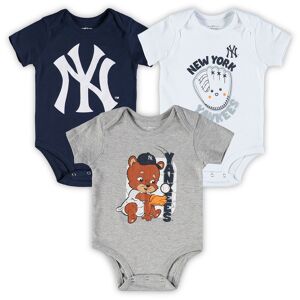 Newborn & Infant Navy/White/Heathered Gray New York Yankees 3-Pack Change Up Bodysuit Set - Male - Navy