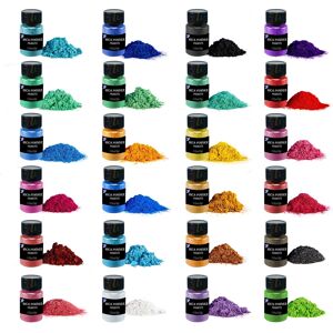 Temu 10g, 24 Jars Mica Powder Pearlescent Pigment - Resin Epoxy Art Kit - Making, Candle Jars Colorful Jewelry Making Supplies